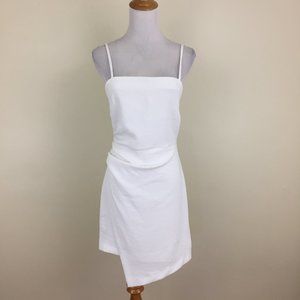 NWT ZARA White Ruched Waist Strappy High Low Hem Front Overlay Dress
